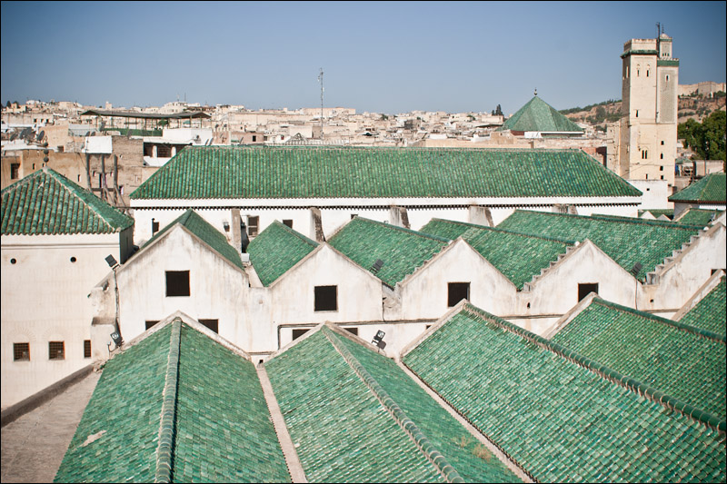 fes, riad, roof terrace view